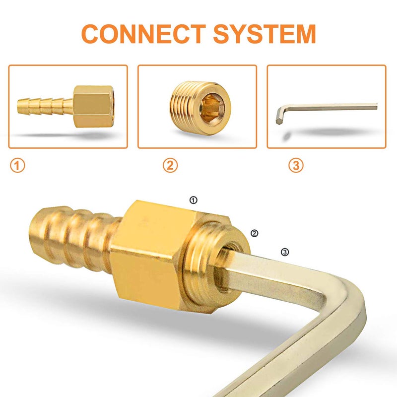 GASHER 25Pcs Brass Pipe Fitting,1/8" 1/4" 3/8" 1/2" 3/4" NPT Brass Internal Hex Thread Socket Pipe Plug Set - Image 3